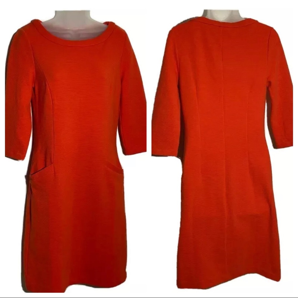 Boden Jasmine Ottoman Orange Shift Dress Pockets Knee Length Career J0279